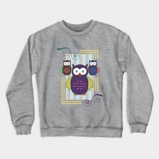 Striped Owls Crewneck Sweatshirt